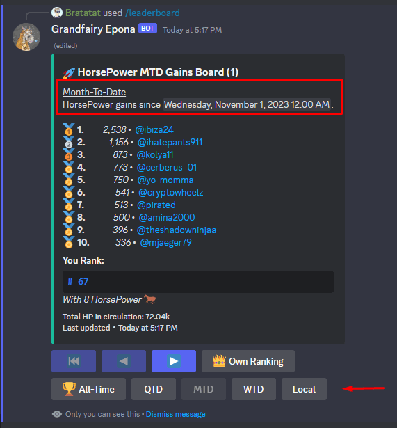 The /leaderboard command - Gain boards