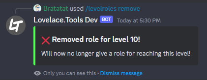 The /levelroles command - removing levelroles