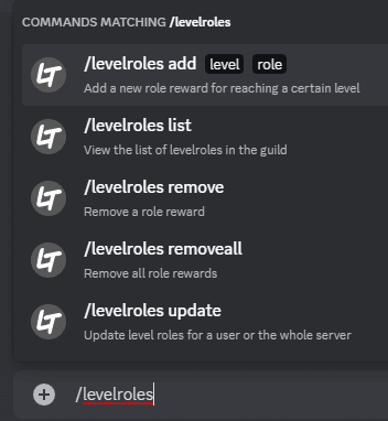 The /levelroles command - commands overview