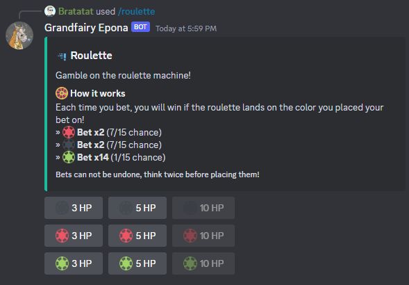 The /roulette command