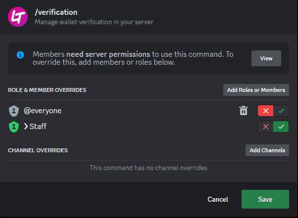 Changing Discord command overrides