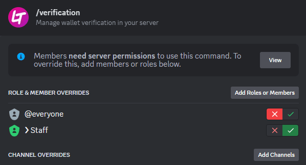 Configure command permissions