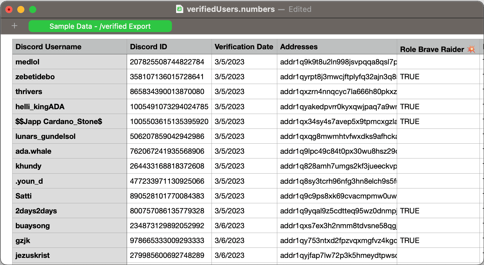 Creating a whitelist from verified wallets